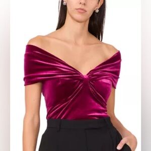 NWOT PARKER The Kari Rib Velvet Bow top Medium